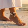 Multilayer Boho Cowrie Shell Anklets for Women Summer Beach Evil Eye Black Beads Ankle Bracelet Foot Chains Jewelry Gift