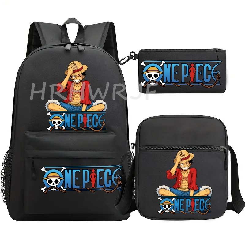 Anime ONE PICEC Backpack Monkey D Luffy Capacity Casual Student SchoolBag 3pcs Lightweight Women Men Travel Casual Mochilas