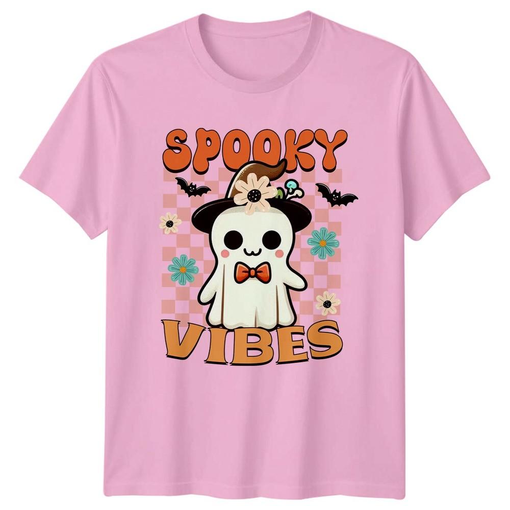 Spooky Vibes Unisexs TShirt Retro Ghost Halloween Gift For Her