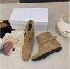 Pointed Inner Heightening Pile Boots Women's New Autumn Belt Buckle Short Boots Maillard Western Jeans Tube Boots