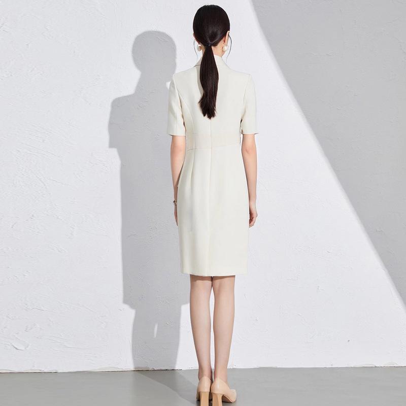 Beige Slimming Two-Piece Professional Women's Dress for Beauty Salon