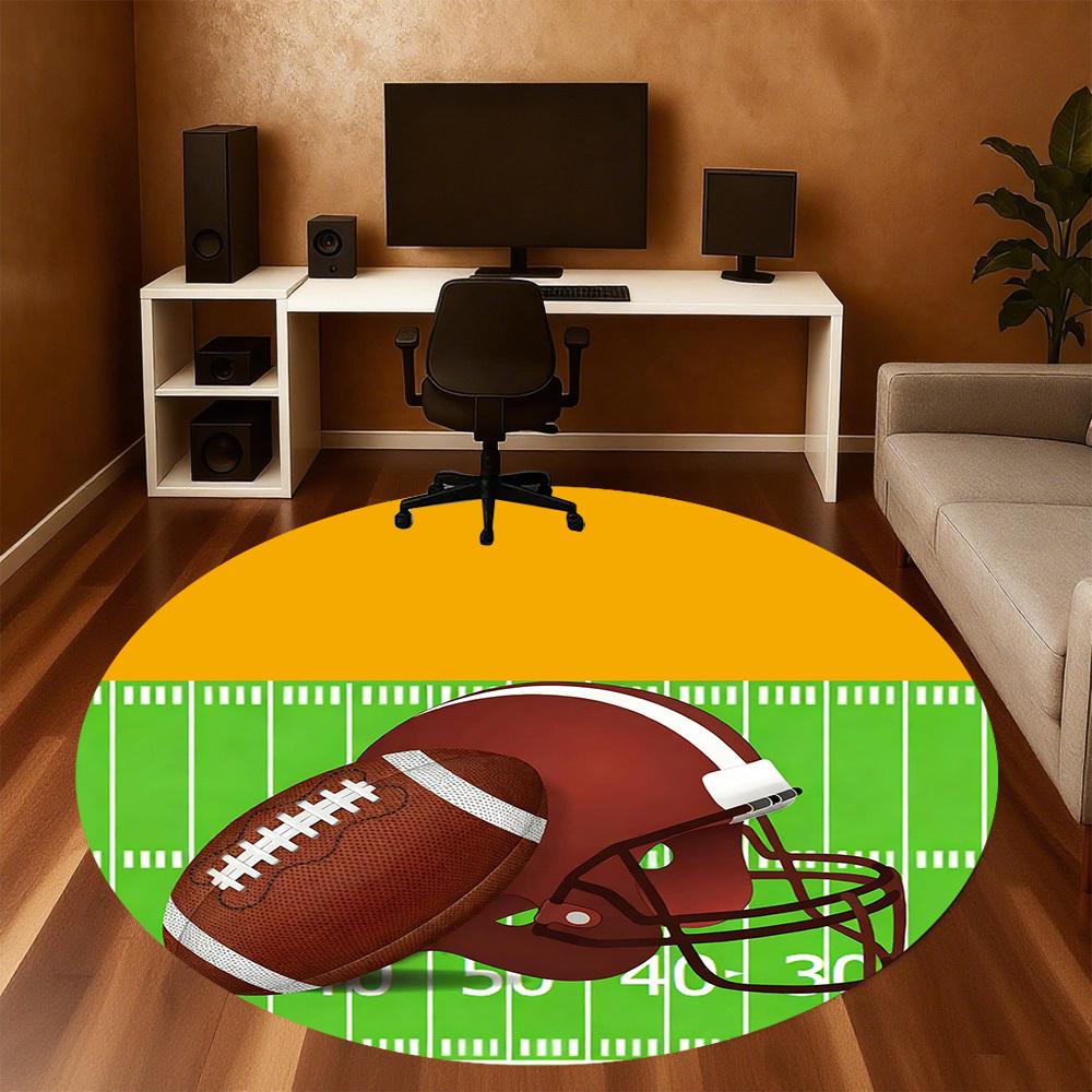 1PC football helmet Office Round Area Rug, Under Office Chairs Bedroom Living Room Home Decor, Carpet for Office -1110164