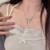 Niche design hollow bow zircon pendant necklace femininity versatile high sense diamond collarbone chain