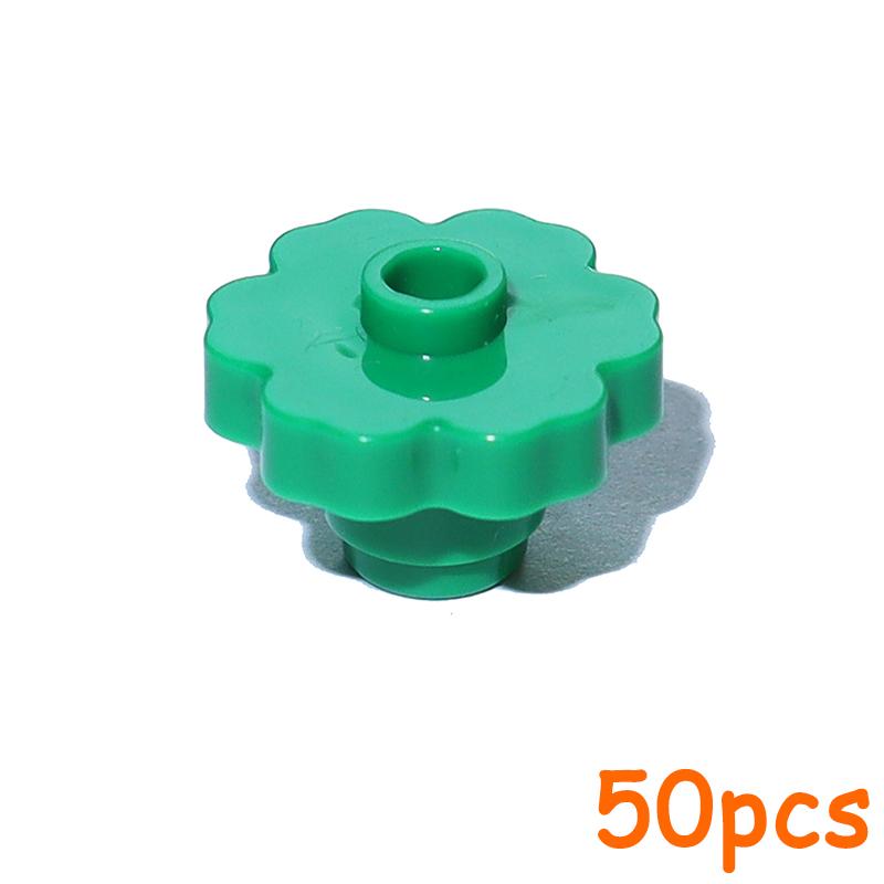 Non-Toxic 50Pcs Plants Accessories 2X2 Rounded Flower Moc City Pine Tree Branch Bush Grass Building Bricks 4727 4728