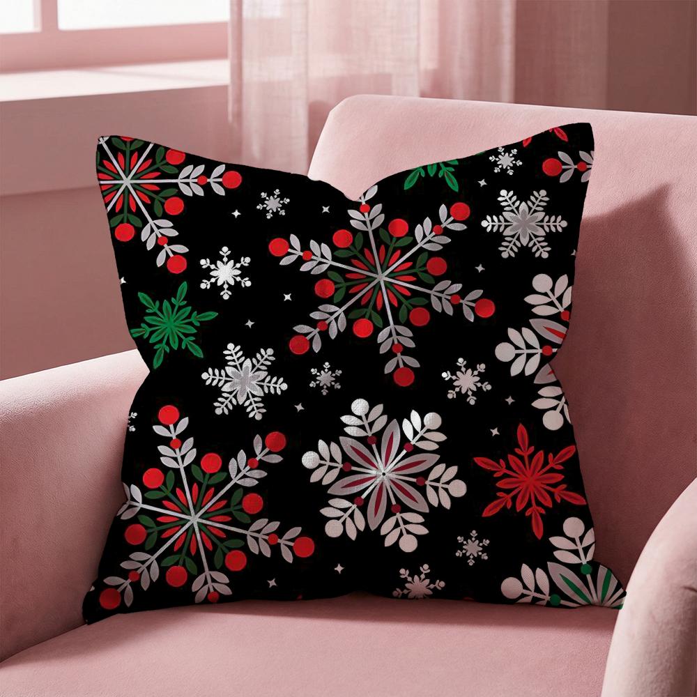 Christmas tree bells snowman Cushion Cover Multi-Scene Pillow Cover for Home & Car - Reversible, Soft & Durable for Daily Use