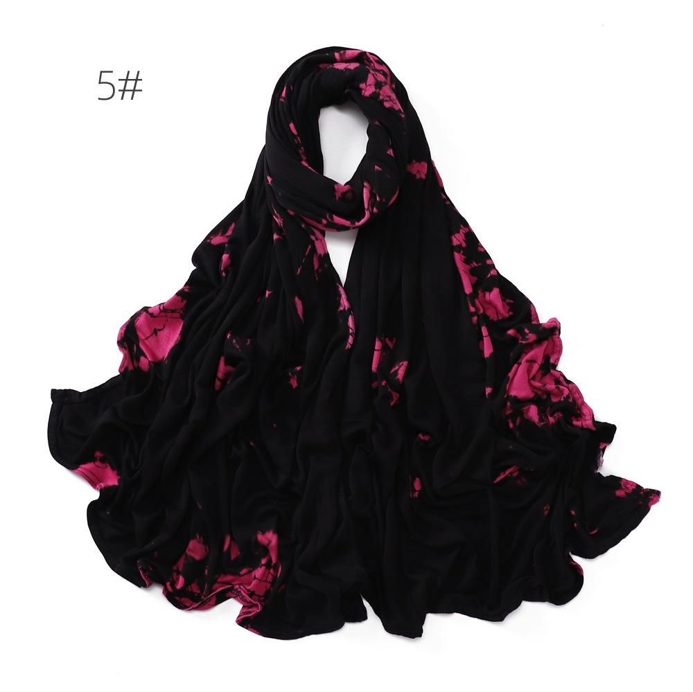 Plain Abstract Painting Modal Jersey Hijab Scarf Cotton Polyester Wrap Elastic Shawls Pashmina Foulards Ramadan Muslim Snood New
