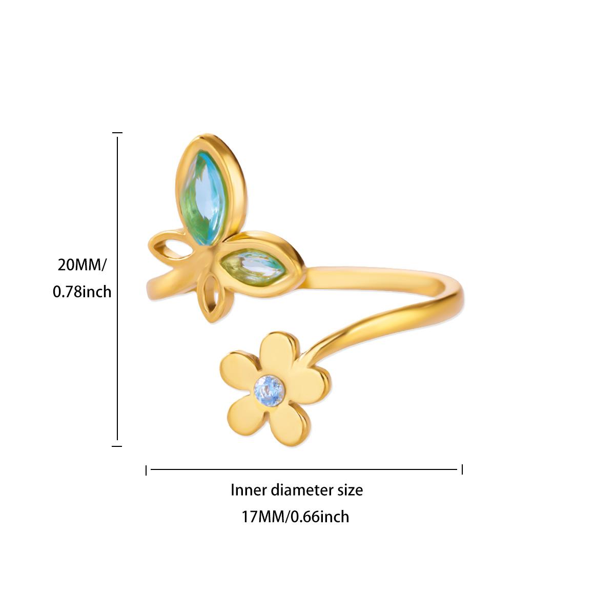 

Exquisite Cute Zircon Butterfly Flower Ring For Women Gold Color Adjustable Ring Wedding Electroplated Jewelry Accessories Gift resizable