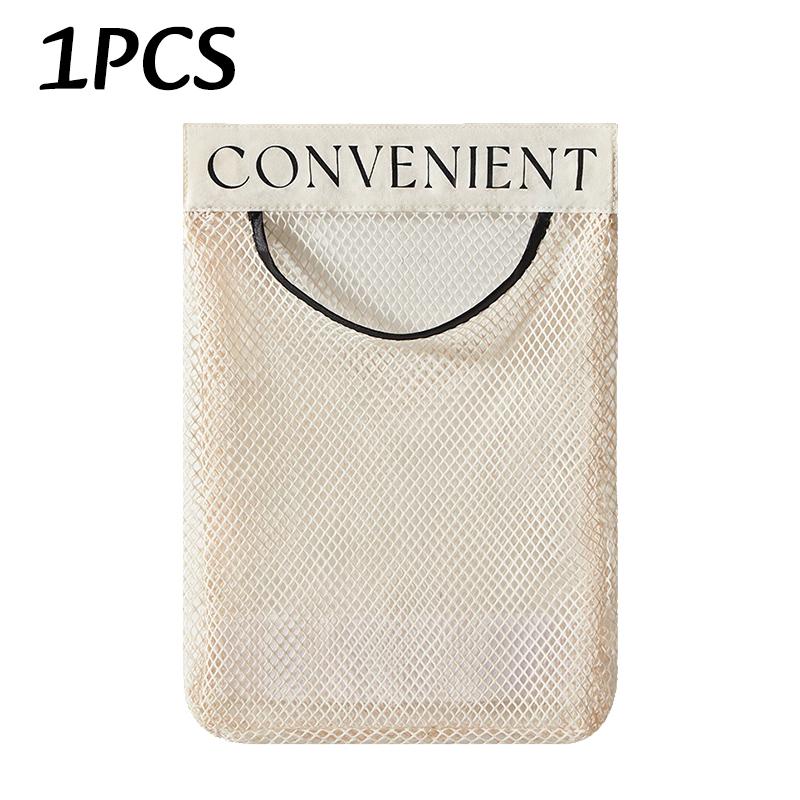 1-3pc Multi-Purpose Storage Mesh Bag Kitchen Hanging Elastic Mesh Bag Wall-Mounted Breathable Fabric Organizer Home Storage Bag