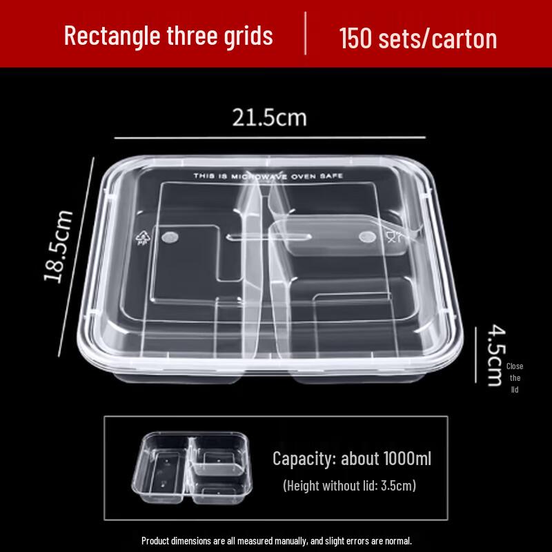 Disposable 3-Compartment Food Containers