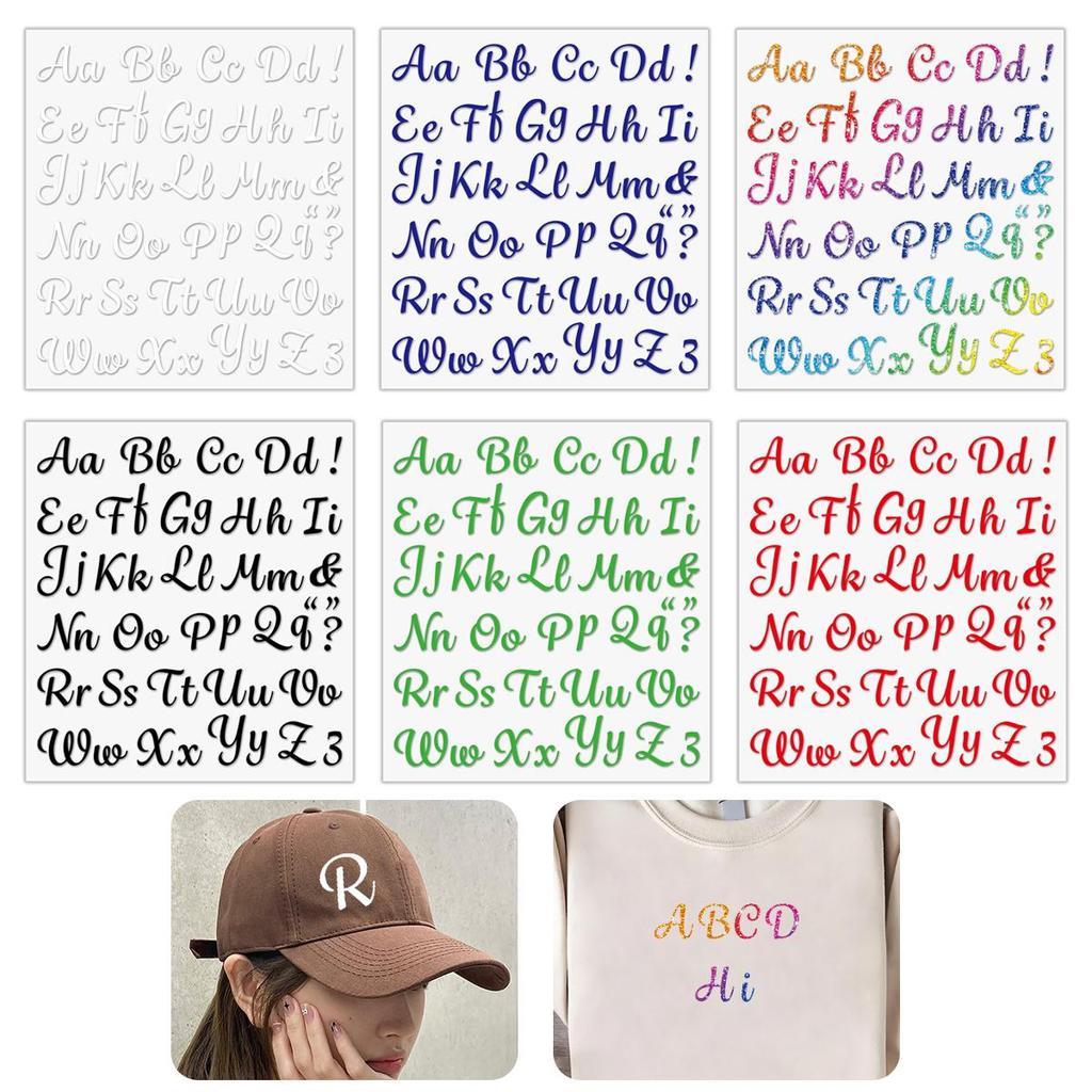 6 Colors, DIY Alphabet Letters from A To Z, Heat-adhesive Vinyl Stickers, Iron-on Patches for T-shirts, Clothing, Sweatshirts, Pants, Bags, Hats
