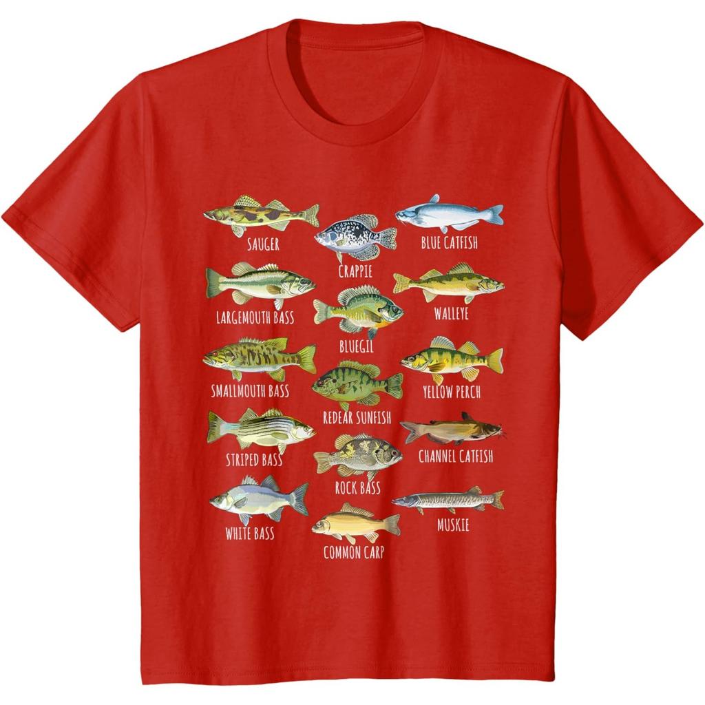 Kids Fish Species Biology Types of Freshwater Fish Fishing T-Shirt
