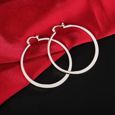 925 Ayar Gümüş 55mm Yuvarlak Piercing Küpeler Moda Düğün Takıları