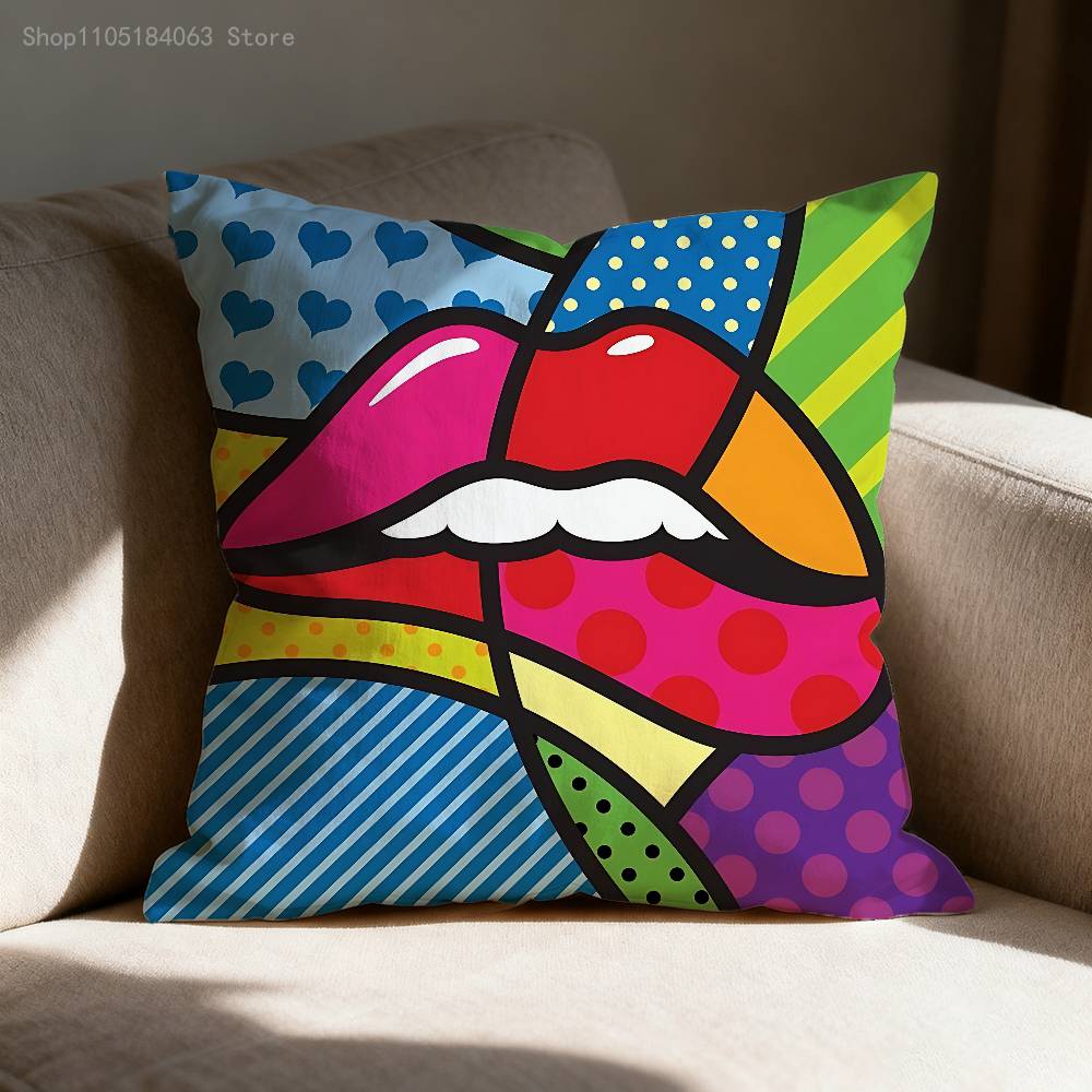 

BBrittoES Happy Art Movement Throw Pillow Case For 50x50cm 40x40cm 55x55cm 45x45cm 30x30cm Square Bedroom Pillowcase Cover 40x40cm16x16in
