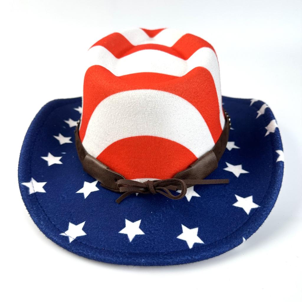 Vind Amerikansk Flagga Självständighetsdagen Hatt Västerländsk Cowboyhatt Herr Jazzhatt Skugga Hög hatt