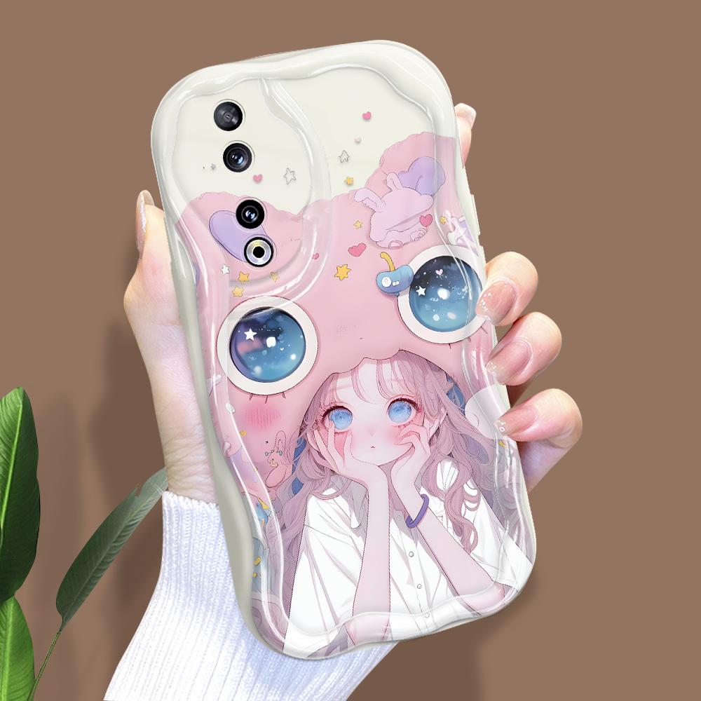 

Милый мультяшный узор, кремовая текстура, мягкий силиконовый чехол с волнистыми краями, чехол для телефона для Huawei Honor Infinix Tecno iPhone iPhone SE 2020 белый