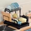 2 Tier Dish Bowl Drainer Storage Rack Kitchen Organizer with Drain Basket Countertop Dinnerware Organizer Drainboard