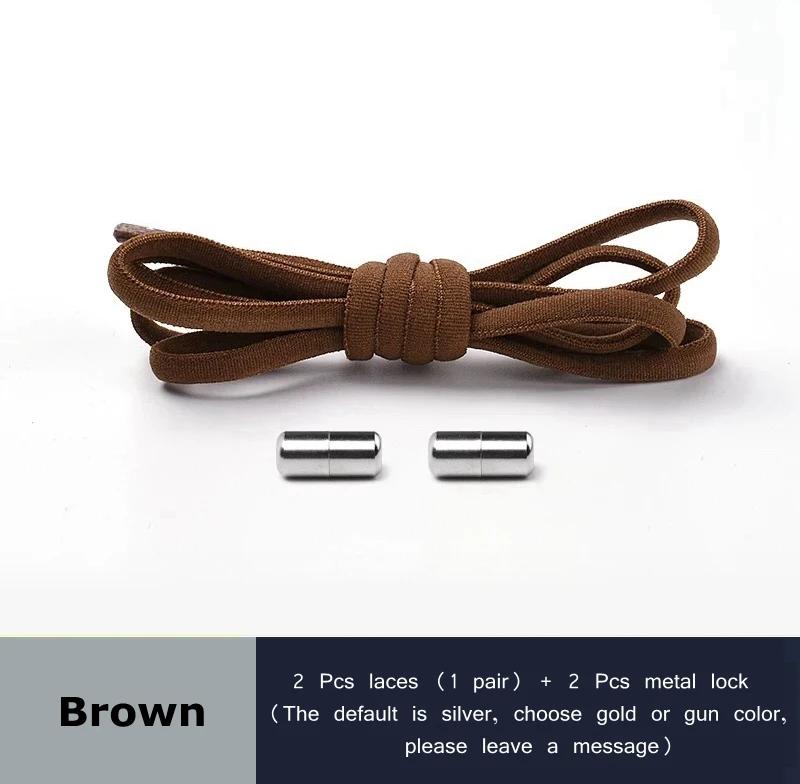 Elastic Shoelaces Round Metal Lock Shoe Laces Without Ties Convenient And Safe Lazy Shoes Lace For Sneakers Accessories