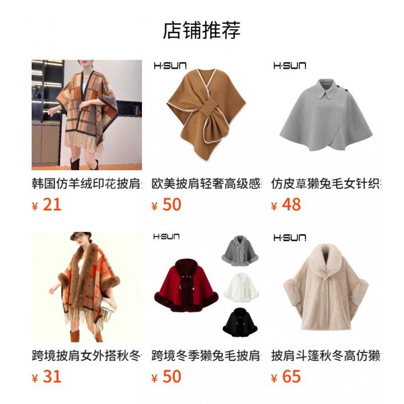 Womens Knitted Cape Shawl With Faux Fur Collar Streetwear Winter Outerwear In Plaid