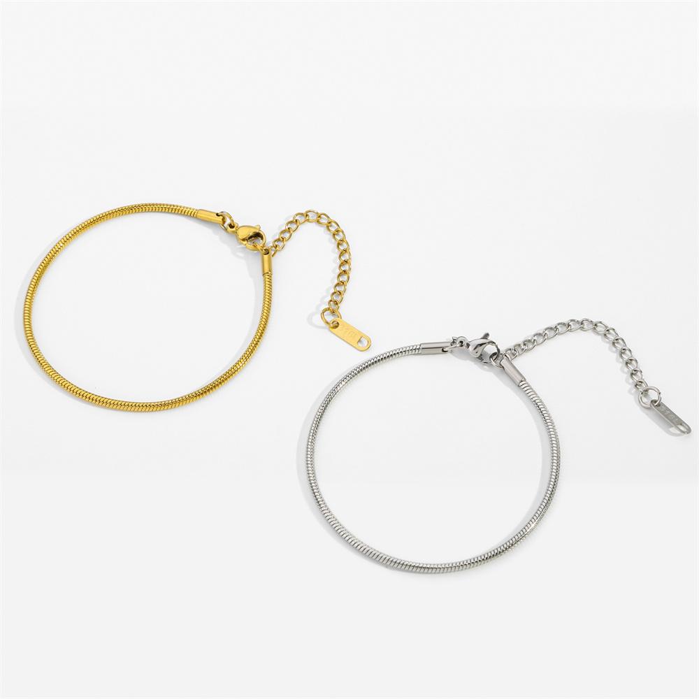 Men Silver Color Stainless Steel Snake Bone Chain Bracelet Simple Thin Chain Bracelet For Women Fashionable Men's Street Jewelry
