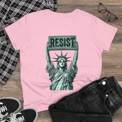 Statue of Liberty Holding Resist Sign - Women's Midweight Cotton Tee - Anti-Trump, Pro Women's Rights, Feminist T-shirt