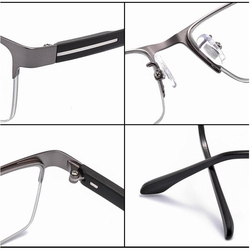 Half Frame Sun Photochromic Gray Customize Prescription Eyeglasses +Metal Square Short-Sight Eyewear 0 -0.5 -0.75 To -6.0