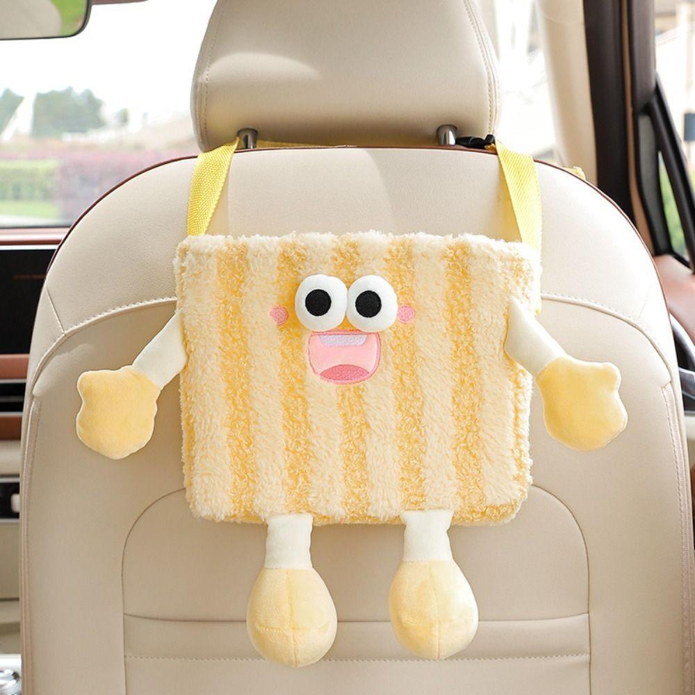 Plush Car Trash Can Hanging Car Mounted Tissue Box Car Umbrella Storage Case  Home Decoration