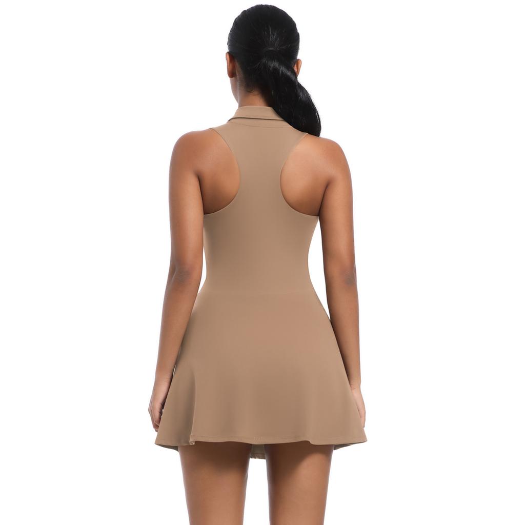 Yoga Zipper Jumpsuit Nessaj Women High Elastic Fitness Sleeveless Romper Solid Color Skirts One Piece Suits