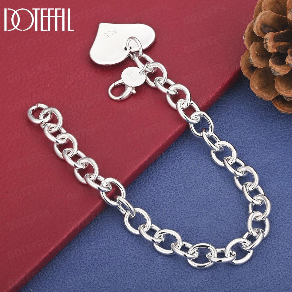 925 Sterling Silver Romantic Heart Bracelet Gift Wedding Jewelry