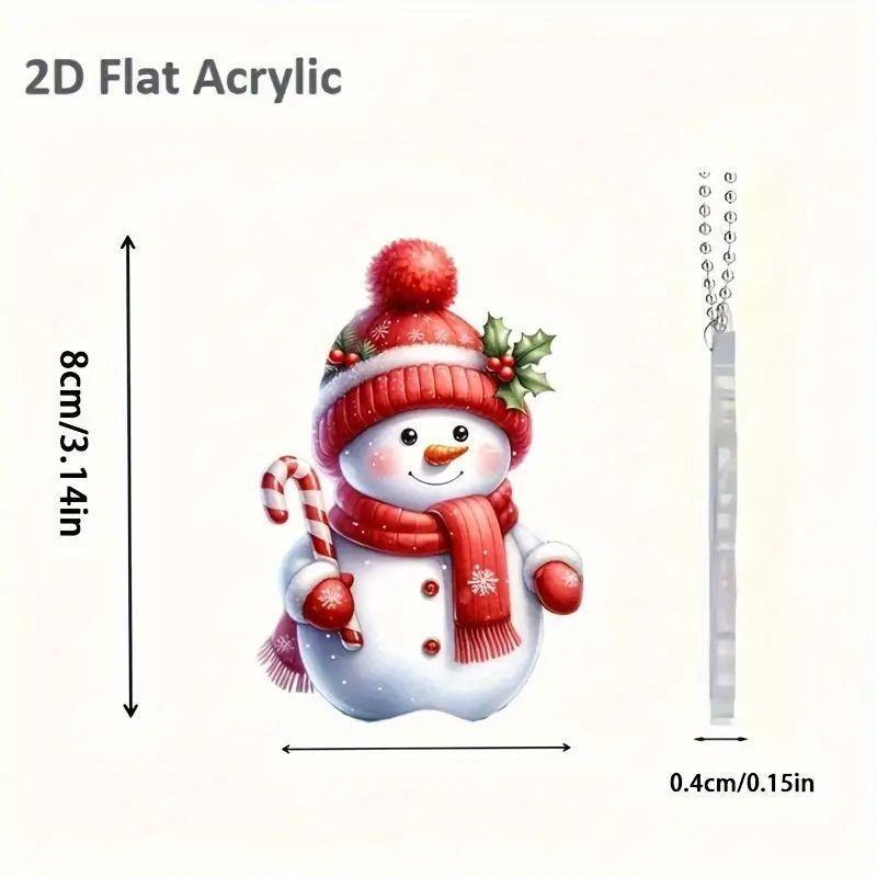 Adorable Acrylic Christmas Tree Snowman Ornament For Festive Car Interior Decor