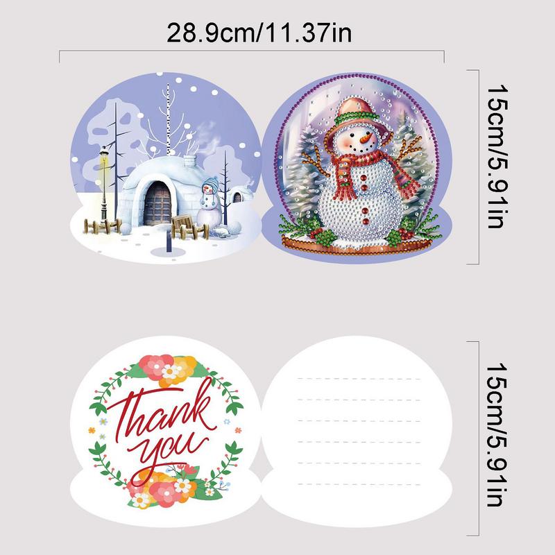 5d Rhinestone Art Christmas Cards Crystal Ball Thank You Cards Art Craft 8x Rhinestone Painting Art Cards Round Drill Greeting