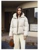Short Cotton-padded Jacket With Imitation Mink Fur Hood