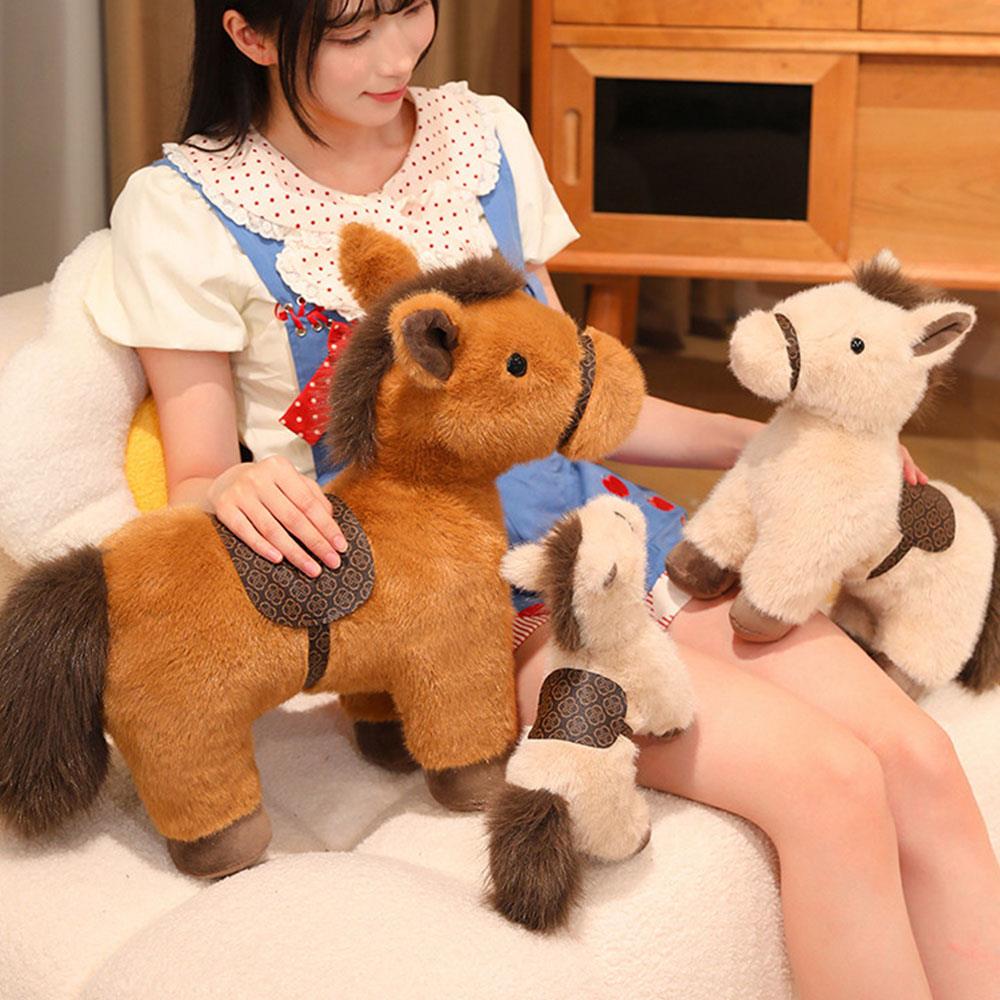 1-4PCS Zodiac Gift Plush Pony Doll Realistic White Horse Pillow Horse Year Mascot Stuffed Animal Cuddly Toy Collectible