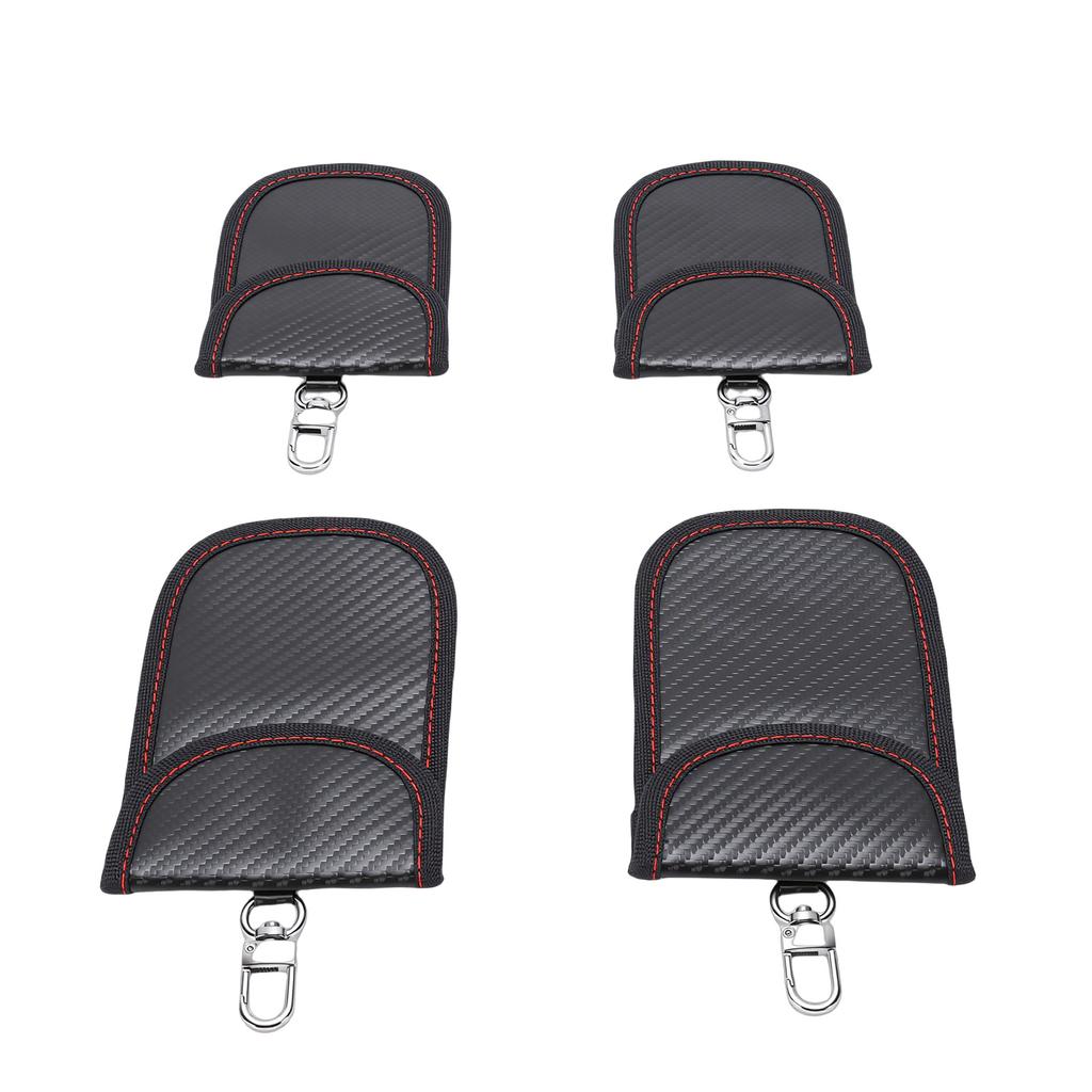 4PCS Signal Blocking Pouch Carbon Key Fob or Bag Anti Theft for Blocking Credit Card Radio Frequency Identification Information Leakage