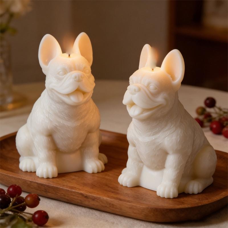 Creative French Bulldog Silicone Candle Mould For Customes Aromatherapys And Decoration