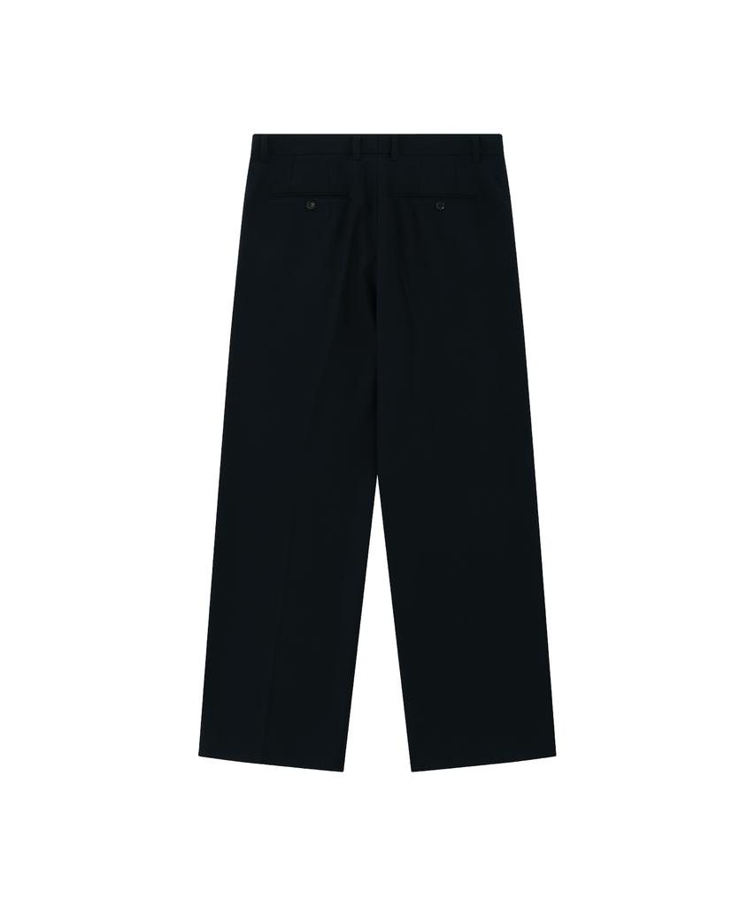 Honguseong Onetuck Wide Flat Trousers_Navy