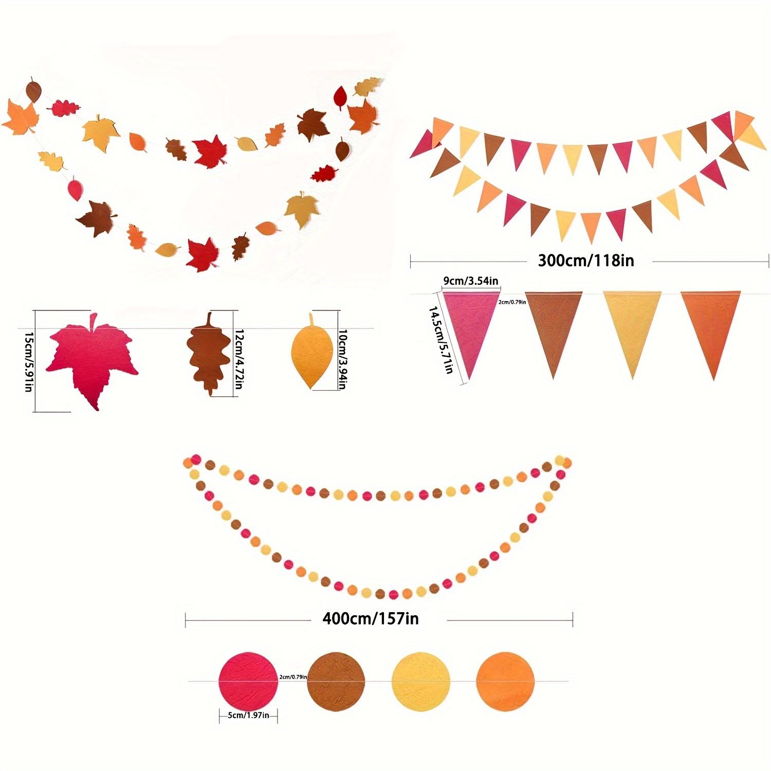 

Набор из 3 шт. оранжевых праздничных вымпелов на День Благодарения - Подвесная кисточка и треугольные флажки для декора в осенней тематике урожая (Праздник, День рождения, Свадьба) 3pcs