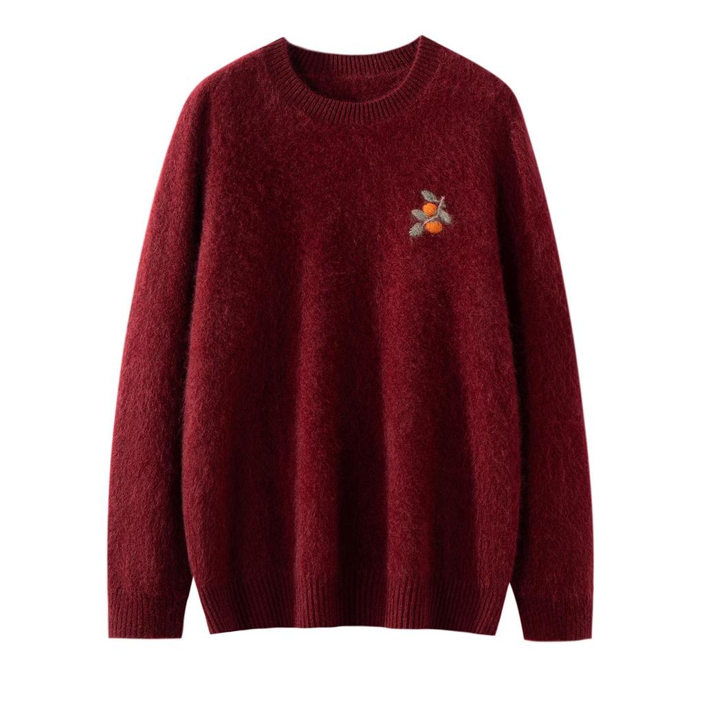 Women's Cashmere Embroidered Loose Pullover Sweater for Autumn/Winter
