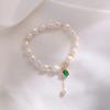 Special-Shaped Baroque Freshwater Pearl Emerald Square Pendant Bracelet Women'S Light Luxury Temperament Small Fresh Bracelet