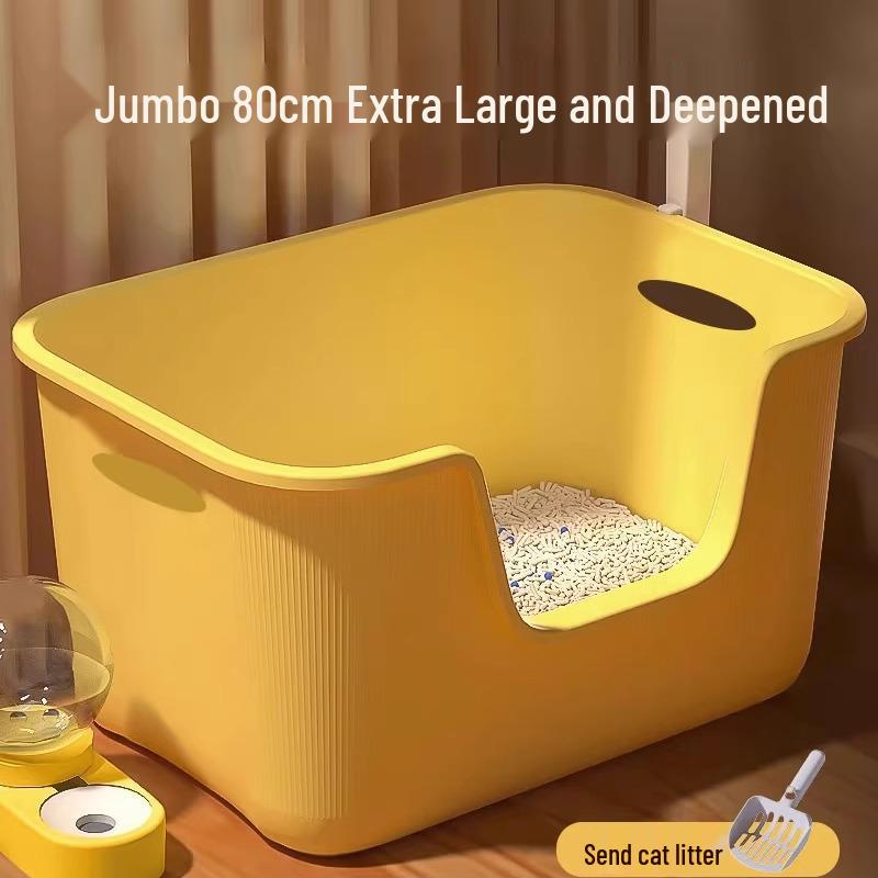 Extra-Large Splash-Proof Semi-Enclosed Cat Litter Box for Maine Coons