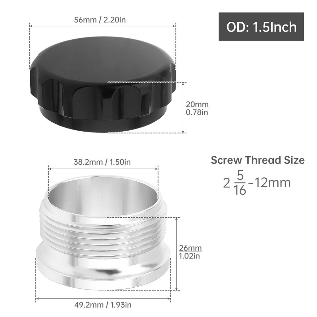 Universal 1,5 Zoll Aluminiumlegierung Schweiß Billet Einfüllstutzen Kappe Schwarz Multi-Tank Kraftstoff Wasser Öl
