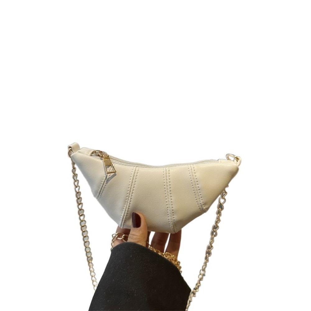 

Сумка-круассан из ПУ кожи, элегантная сумка через плечо с цепочкой, кошелек для помады и наушников, для девочек/женщин белый