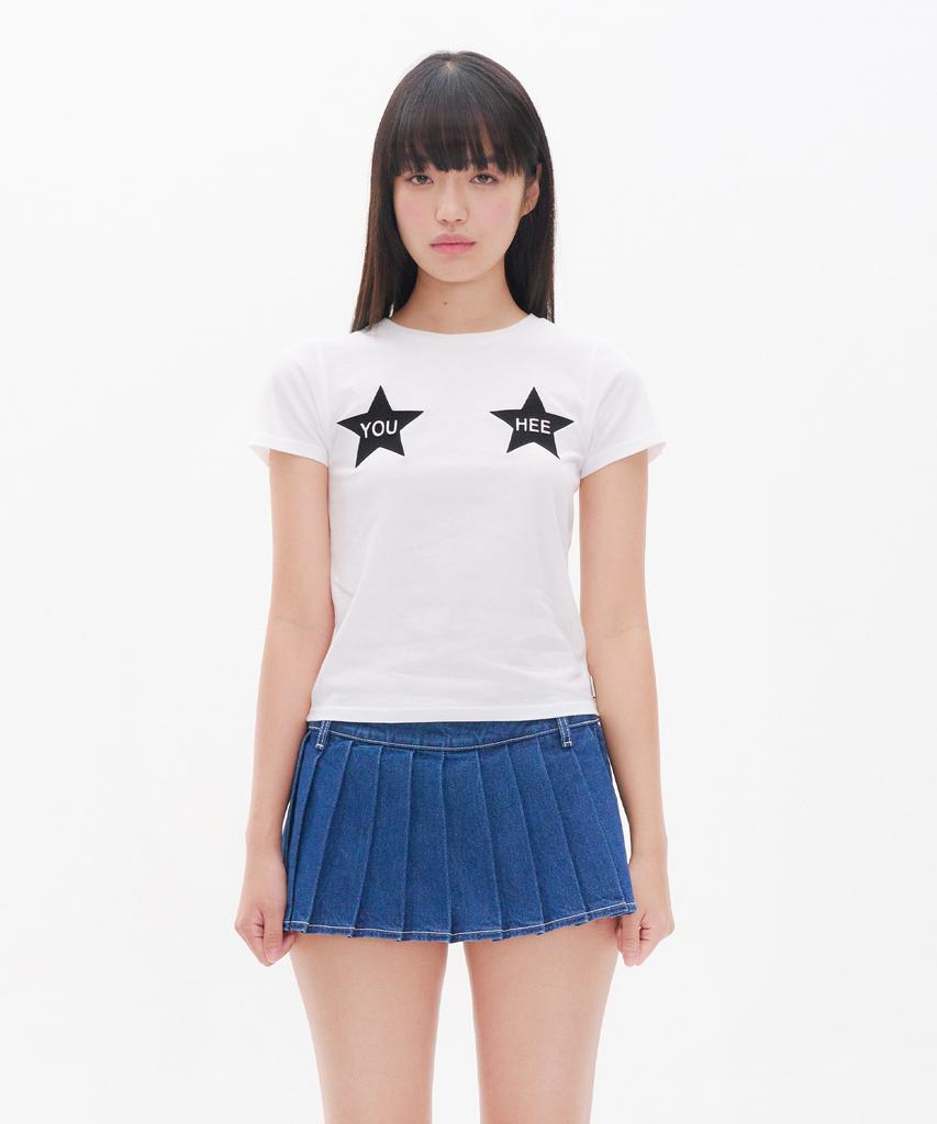 YOUHEE Youhee Double Star Graphic T-Shirt White