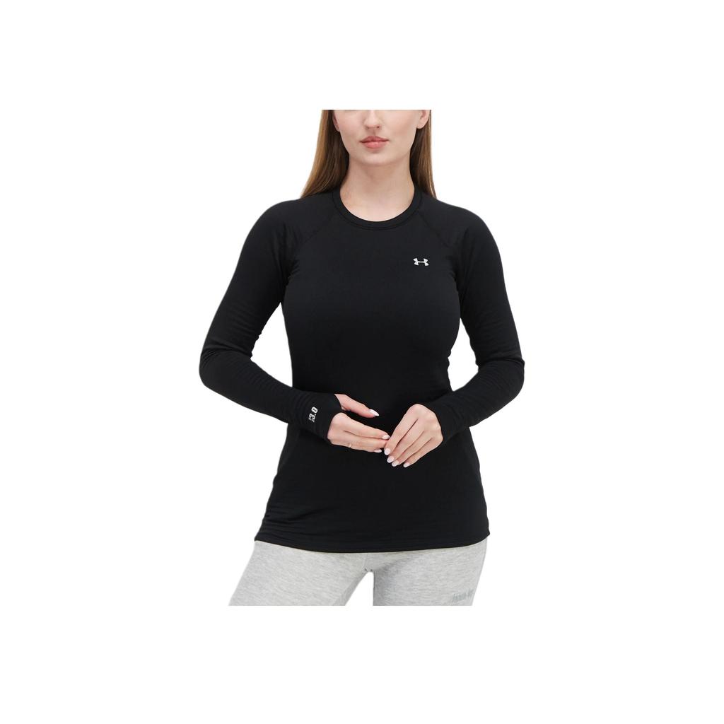 Under Armour Solid Color Crew Neck Pullover Raglan Long Sleeve T-Shirt Women Tops Black 1280941-001