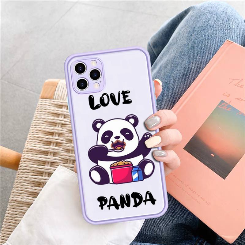 Cute Panda Phone Case for iPhone X XR XS 7 8 Plus 11 12 13 Pro MAX 13mini Translucent Matte Case