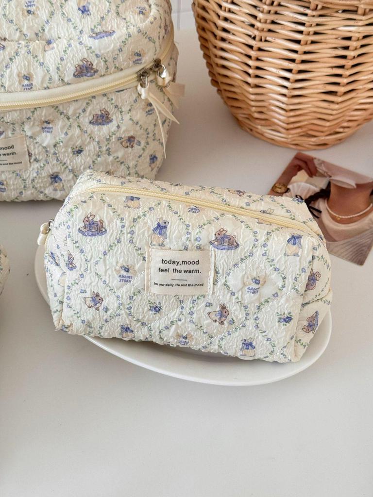 Purple Lace Rabbit Makeup Bag – Cute Cross-Border Cartoon Print Storage & Wash Bag
