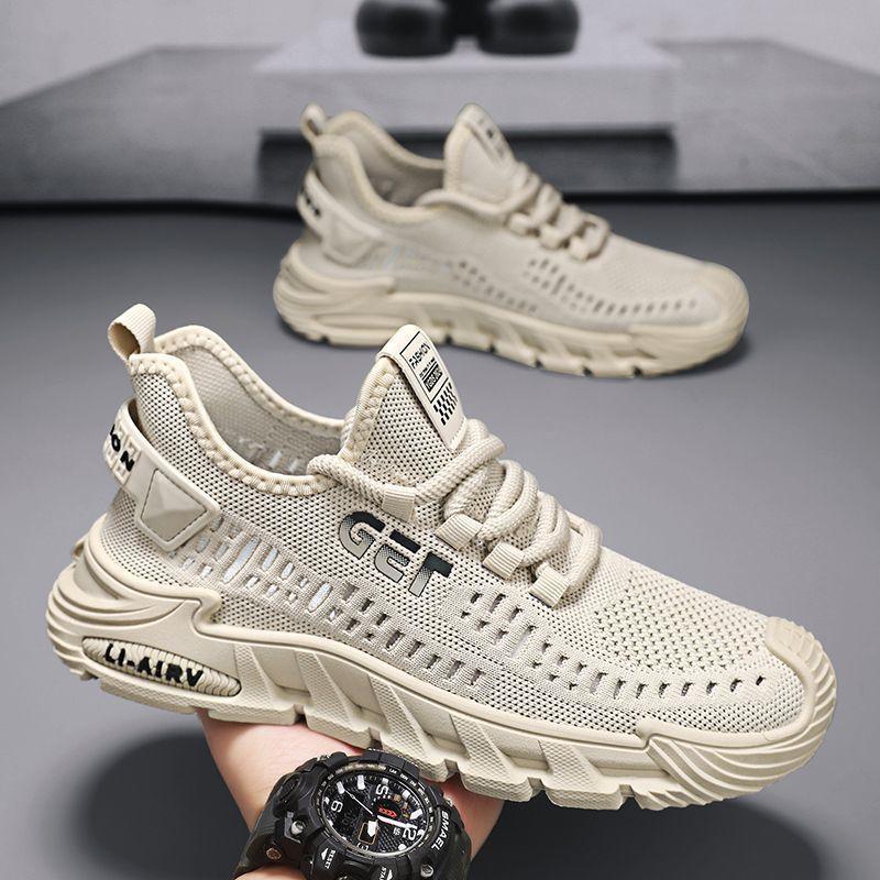 Large Size Spring and Summer Breathable Mesh Shoes Versatile Sports Shoes Soft Sole Casual Driving Men's Shoes Running Casual Board Shoes
