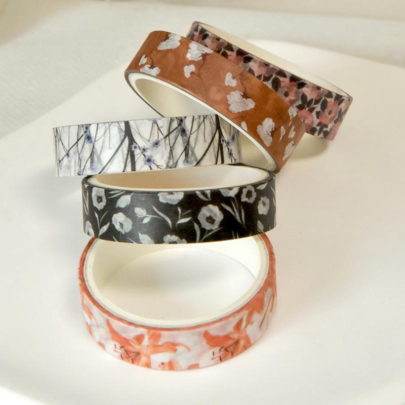 Spring Floral Washi Tape Set - 5 Rolls for Romantic Journals and Collages