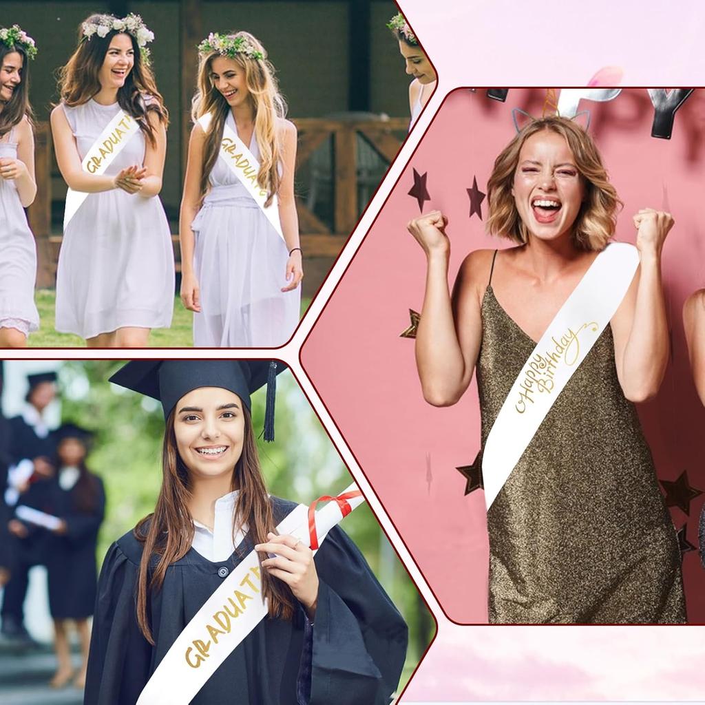 2 Pack White Sash Plain Beauty Pageant Sashes Blank Satin Sashes for Pageants, Plain White Sash, Blank Sashes to Decorate Sashes, DIY Sash for Party