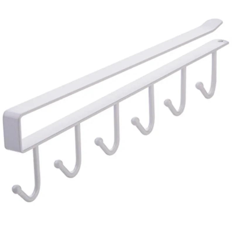 1PC 6 Hook Storage Shelf Wardrobe Cabinet Metal Under Shelves Mug Cup Hanger Bathroom Kitchen Tool Organizer Hanging Rack Holder