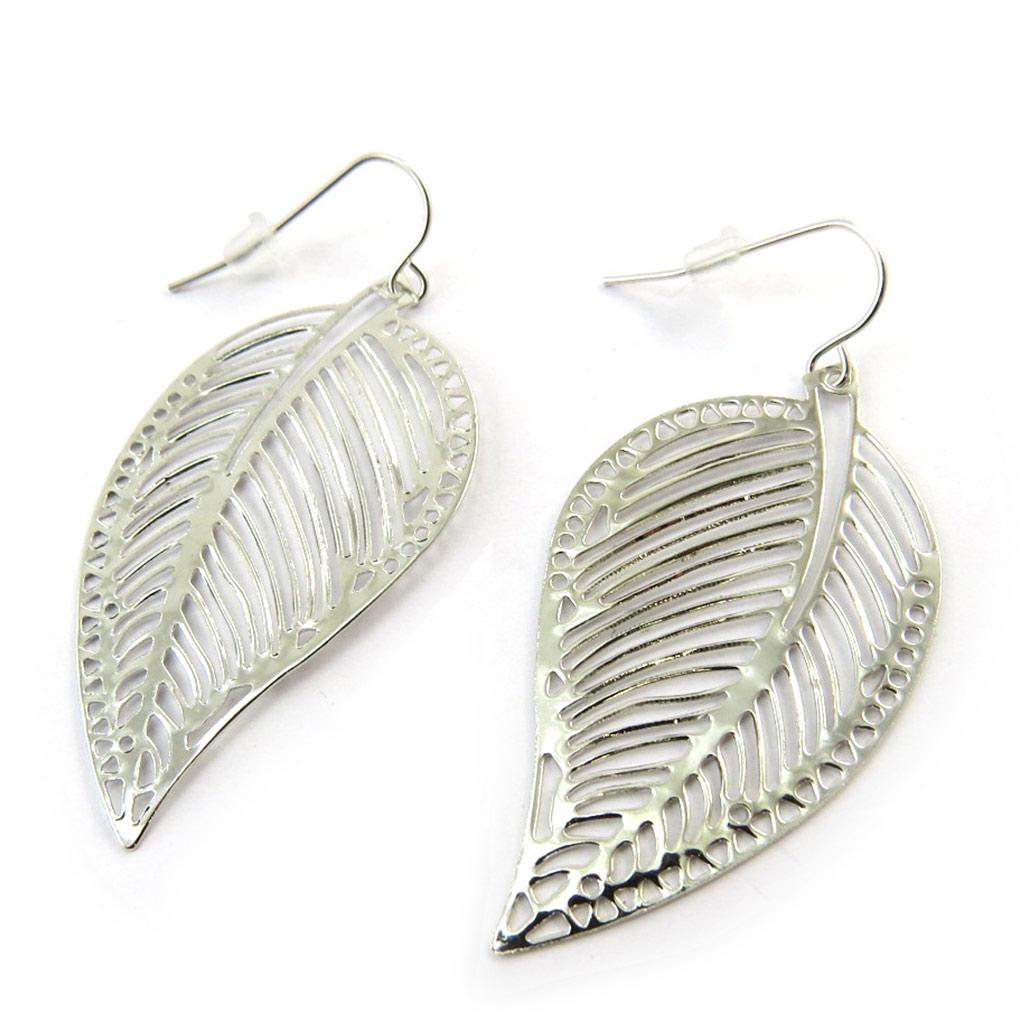 Les Trésors De Lily [N3498] - Silver 'Gold Leaf' Earrings